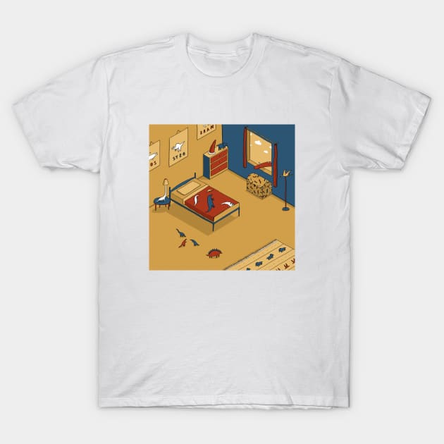 Dinosaur Bedroom T-Shirt by dalebrains